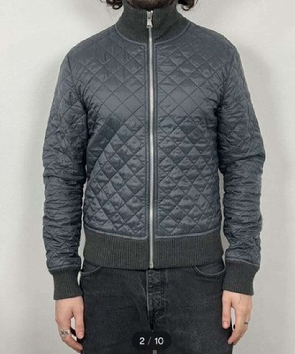Dolce & Gabbana Archive Grey Diamond Quilted Nylon Jacket Branded Hardware D&G